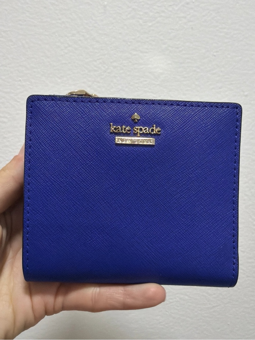 Kate Spade Royal Blue And Gold Hardware Bifold Wallet